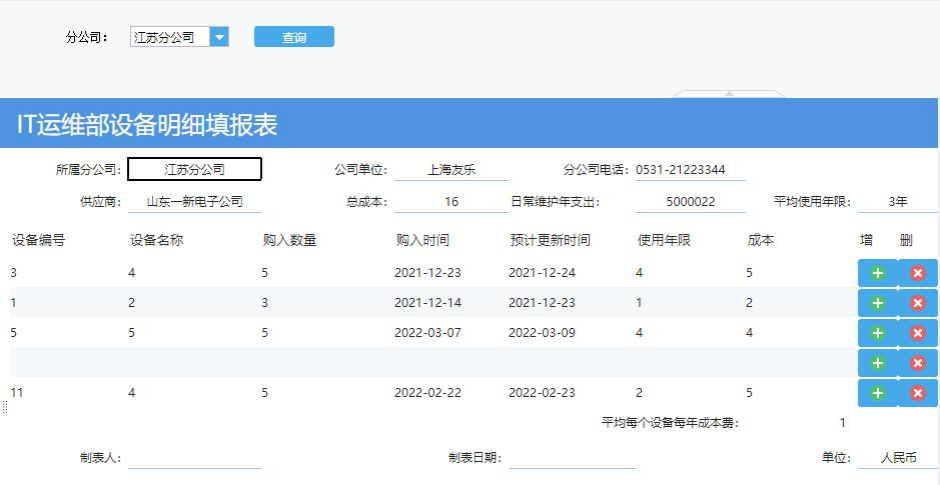 行式填报