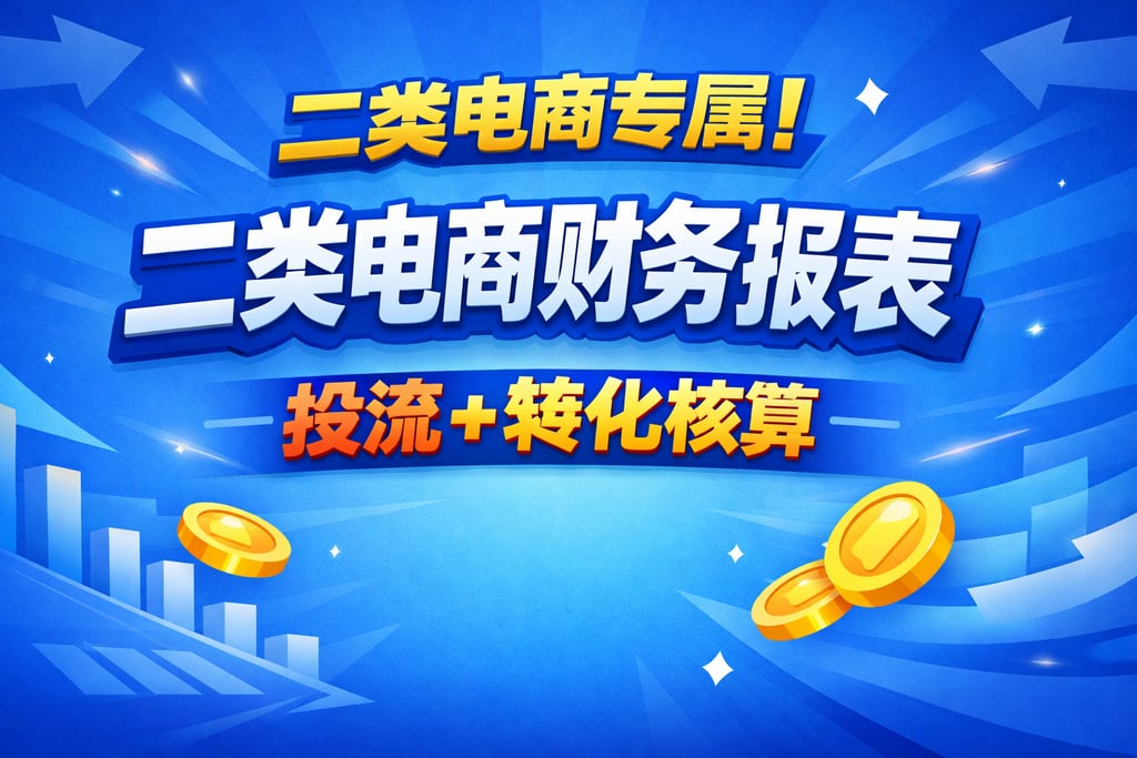 二类电商专属！二类电商财务报表，投流 + 转化核算