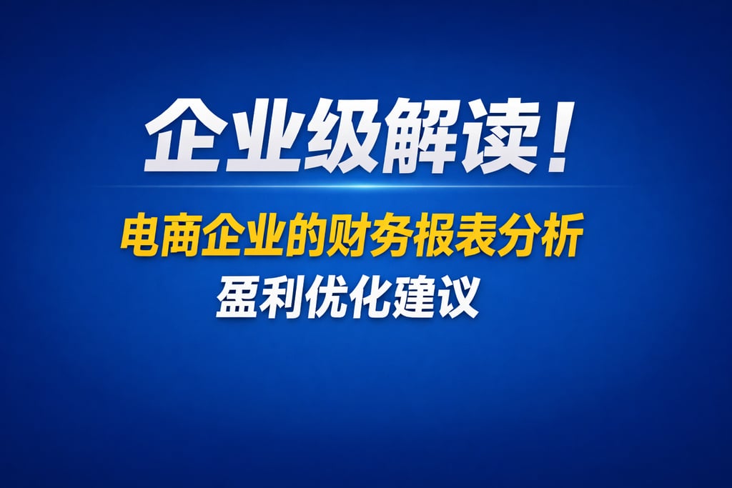 企业级解读！电商企业的财务报表分析，盈利优化建议
