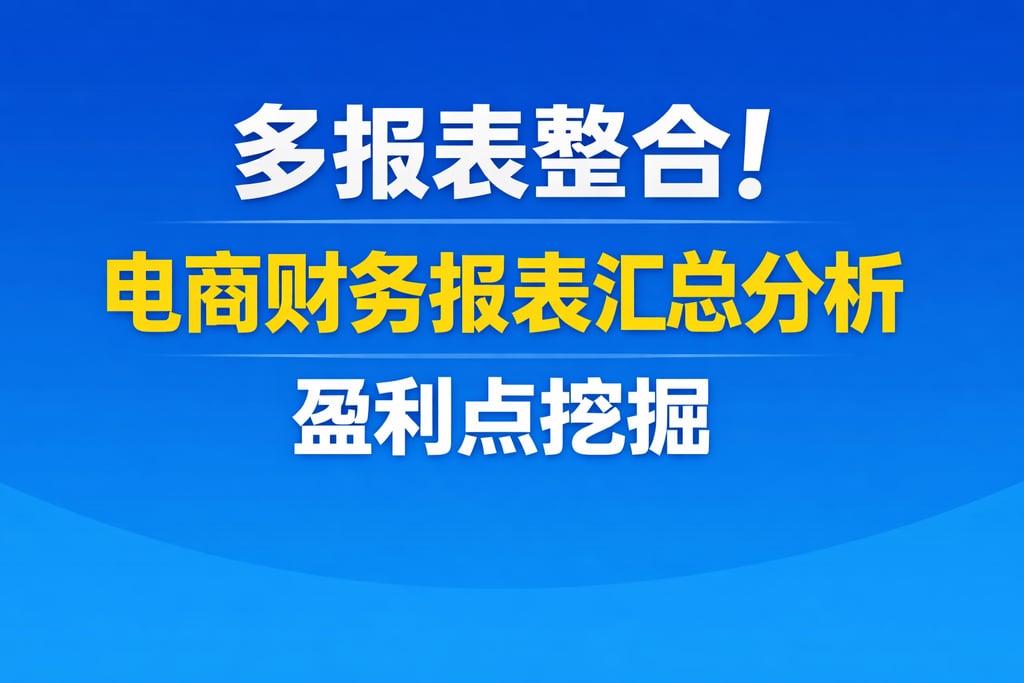 多报表整合！电商财务报表汇总分析，盈利点挖掘