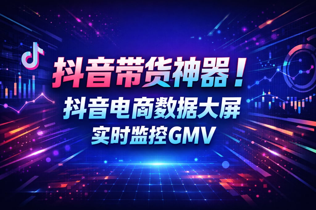 抖音带货神器！抖音电商数据大屏，实时监控 GMV