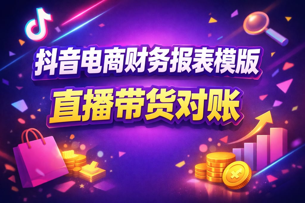 抖音模板！抖音电商财务报表模版，直播带货对账