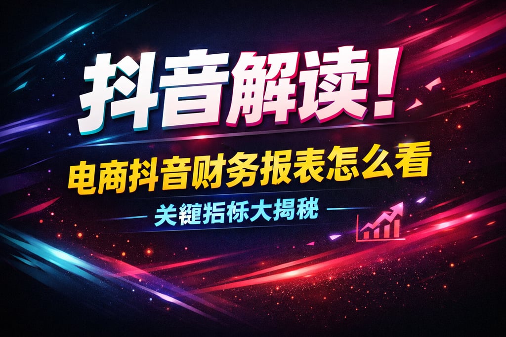 抖音解读！电商抖音财务报表怎么看，关键指标