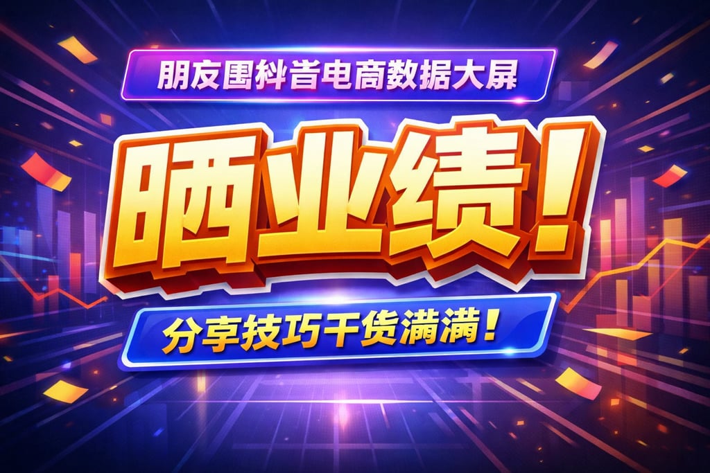晒业绩！朋友圈抖音电商数据大屏，分享技巧