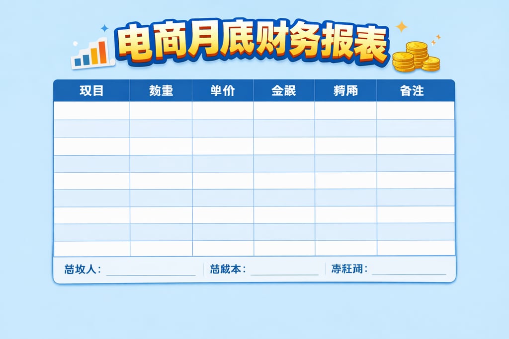 月底模板！电商月底财务报表表格，直接填数