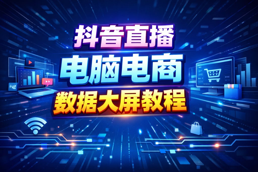 电脑连接！抖音直播电脑电商数据大屏，教程