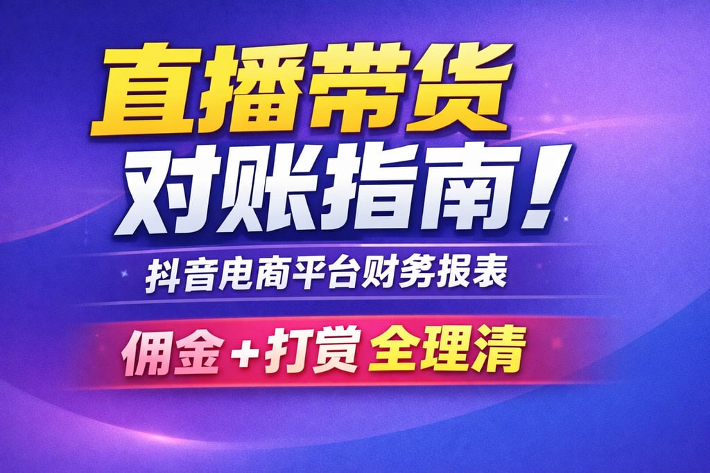 直播带货对账指南！抖音电商平台财务报表，佣金 + 打赏全理清