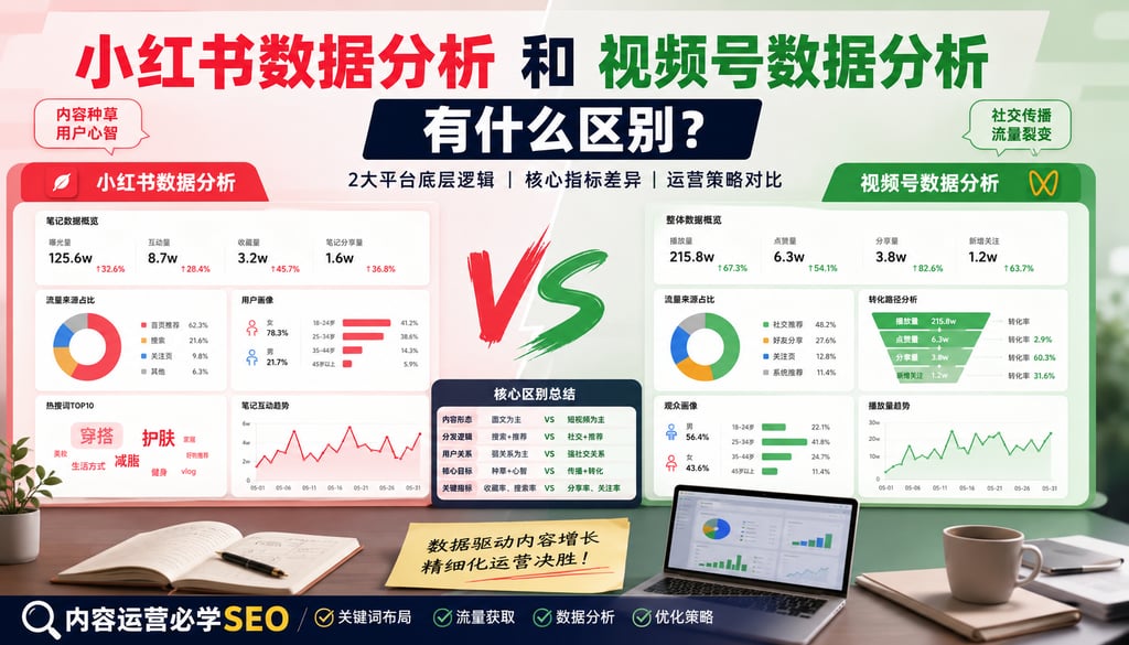 小红书数据分析和视频号数据分析有什么区别？内容运营必学