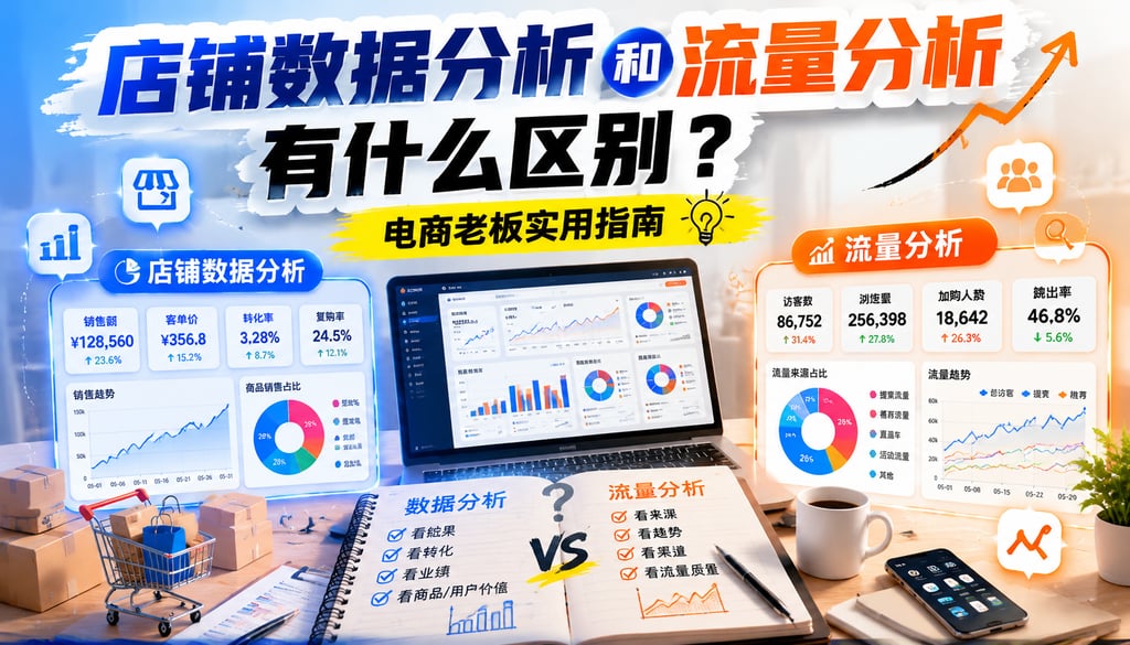 店铺数据分析和流量分析有什么区别？电商老板实用指南