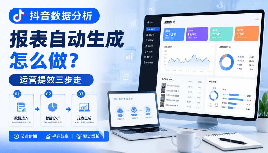 抖音数据分析报表自动生成怎么做？运营提效三步走