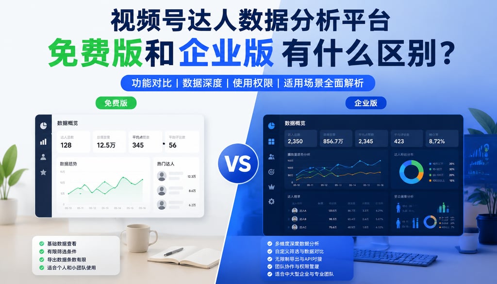 视频号达人数据分析平台免费版和企业版有什么区别？