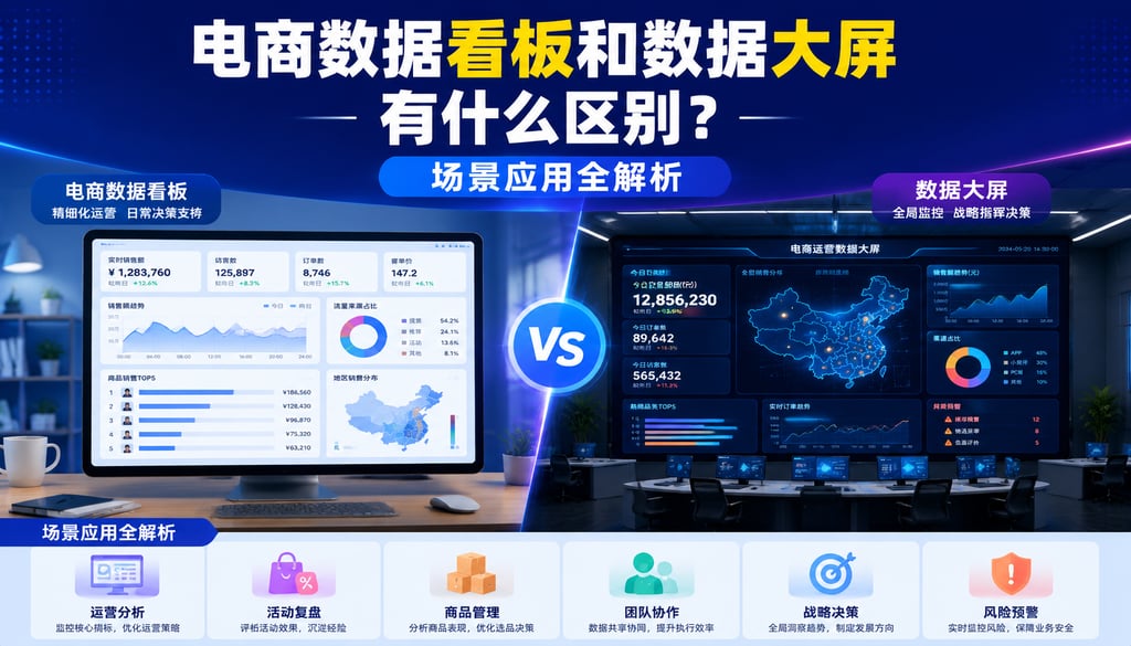 电商数据看板和数据大屏有什么区别？场景应用全解析