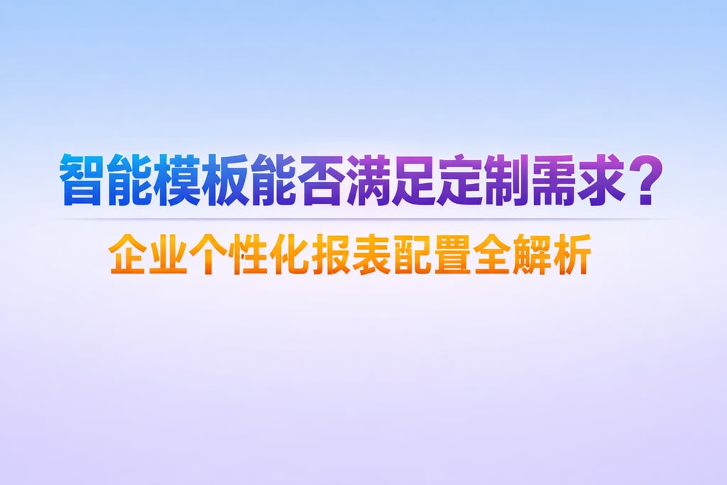 智能模板能否满足定制需求？企业个性化报表配置全解析