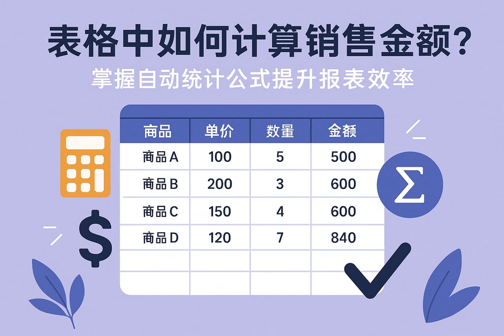 表格中如何计算销售金额？掌握自动统计公式提升报表效率