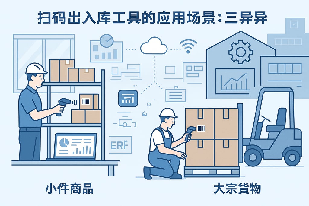 扫码出入库工具的应用场景：小件商品与大宗货物的差异
