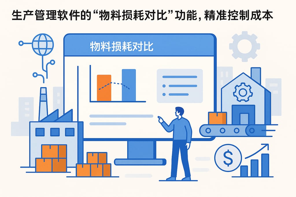 生产管理软件的「物料损耗对比」功能，精准控制成本