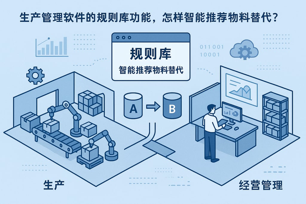 生产管理软件的规则库功能，怎样智能推荐物料替代？