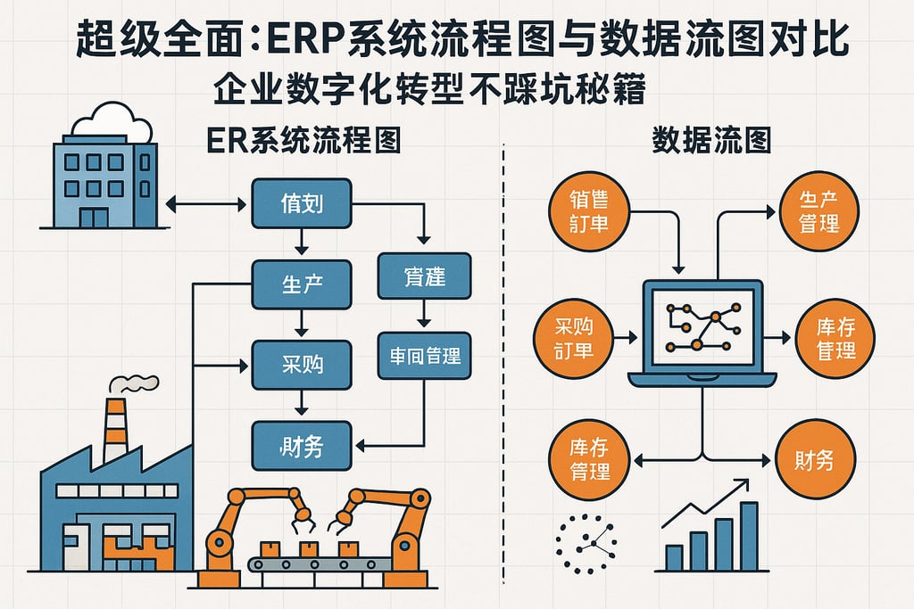 超级全面：ERP系统流程图与数据流图对比，企业数字化转型不踩坑秘籍
