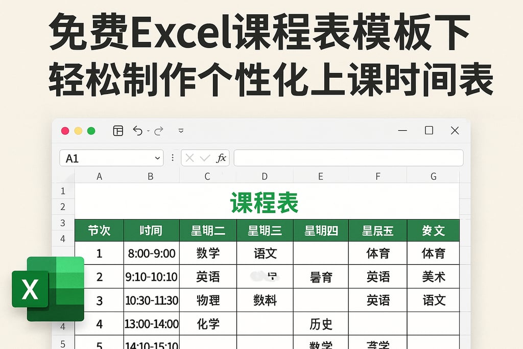 免费excel课程表模板下载，轻松制作个性化上课时间表