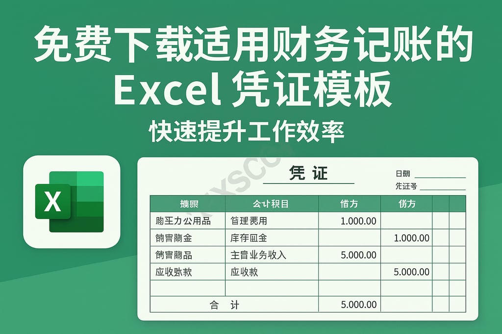 免费下载适用于财务记账的excel凭证模板，快速提升工作效率