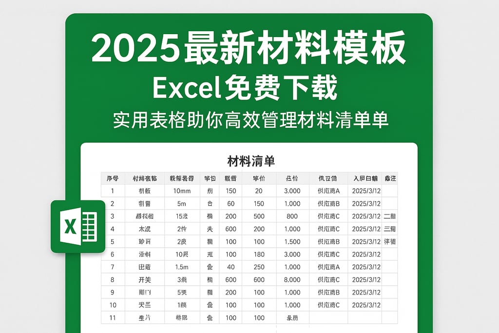 2025最新材料模板Excel免费下载，实用表格助你高效管理材料清单