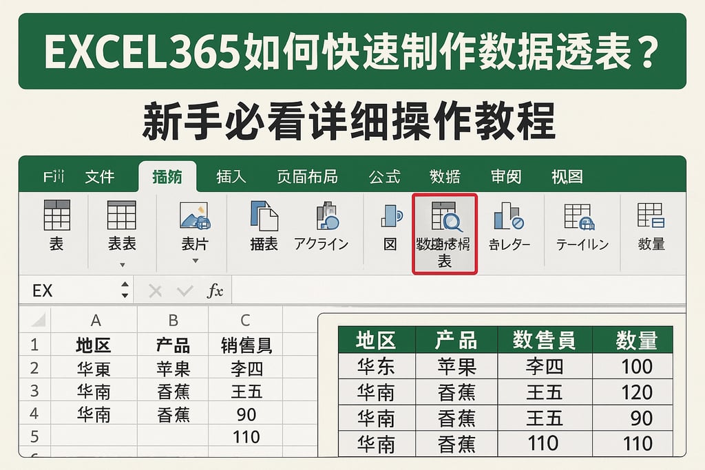 Excel365如何快速制作数据透视表？新手必看详细操作教程