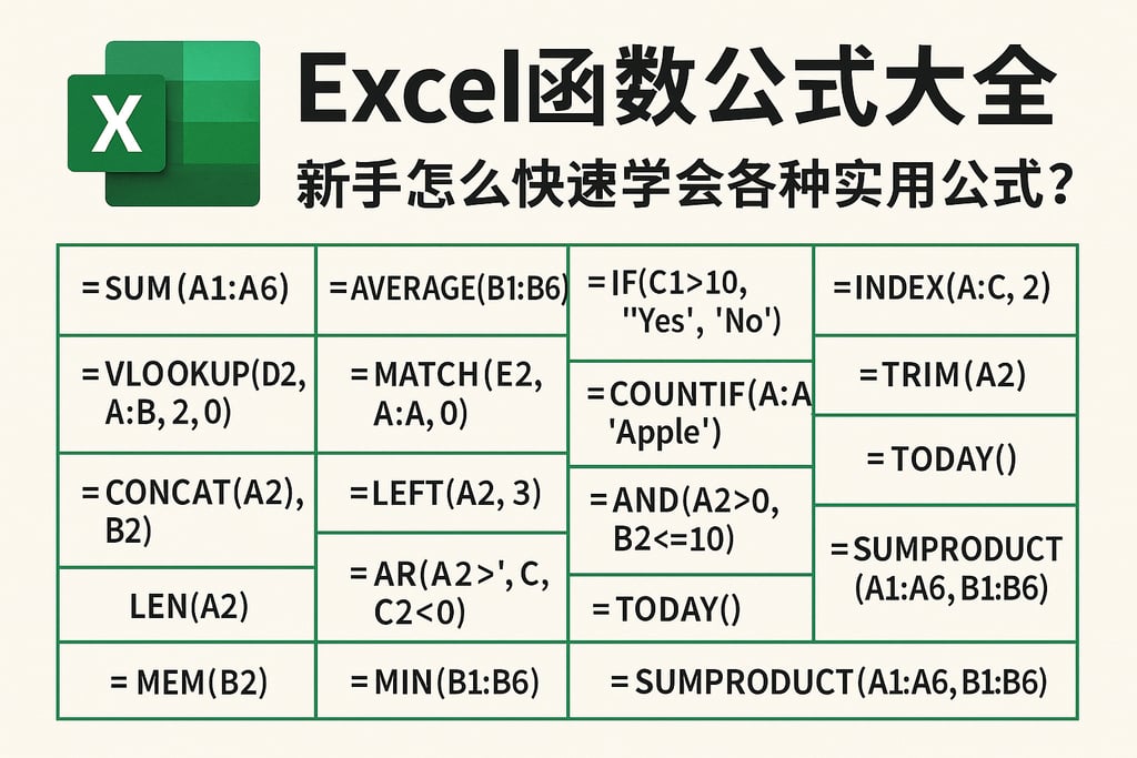 Excel函数公式大全，新手怎么快速学会各种实用公式？