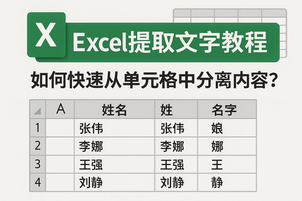 Excel提取文字教程：如何快速从单元格中分离内容？