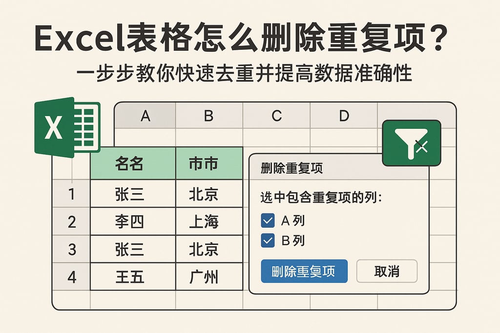 Excel表格怎么删除重复项？一步步教你快速去重并提高数据准确性