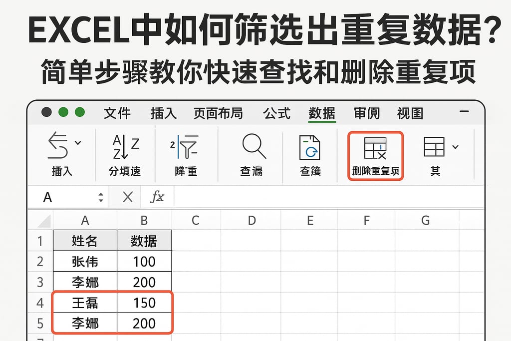 excel中如何筛选出重复数据？简单步骤教你快速查找和删除重复项