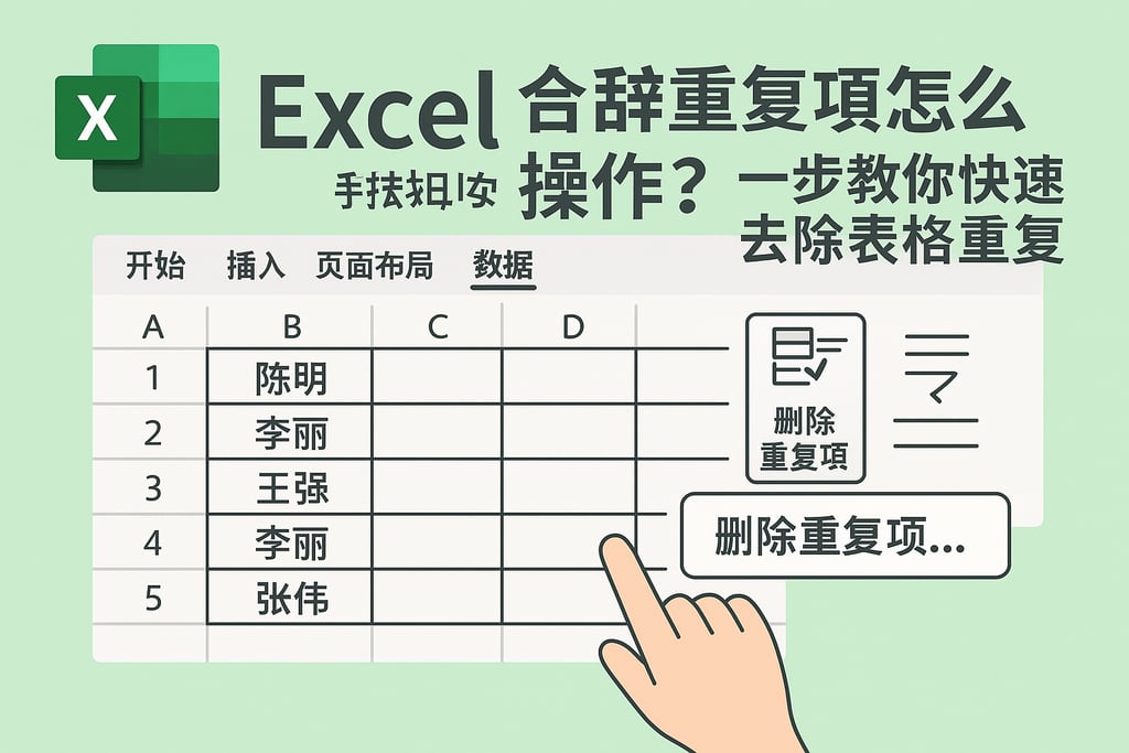 excel合并重复项怎么操作？一步教你快速去除表格重复数据