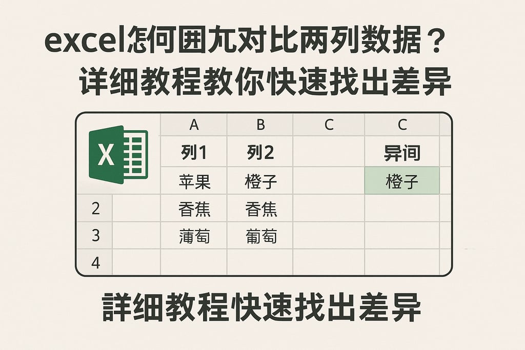 excel怎么对比两列数据的异同？详细教程教你快速找出差异