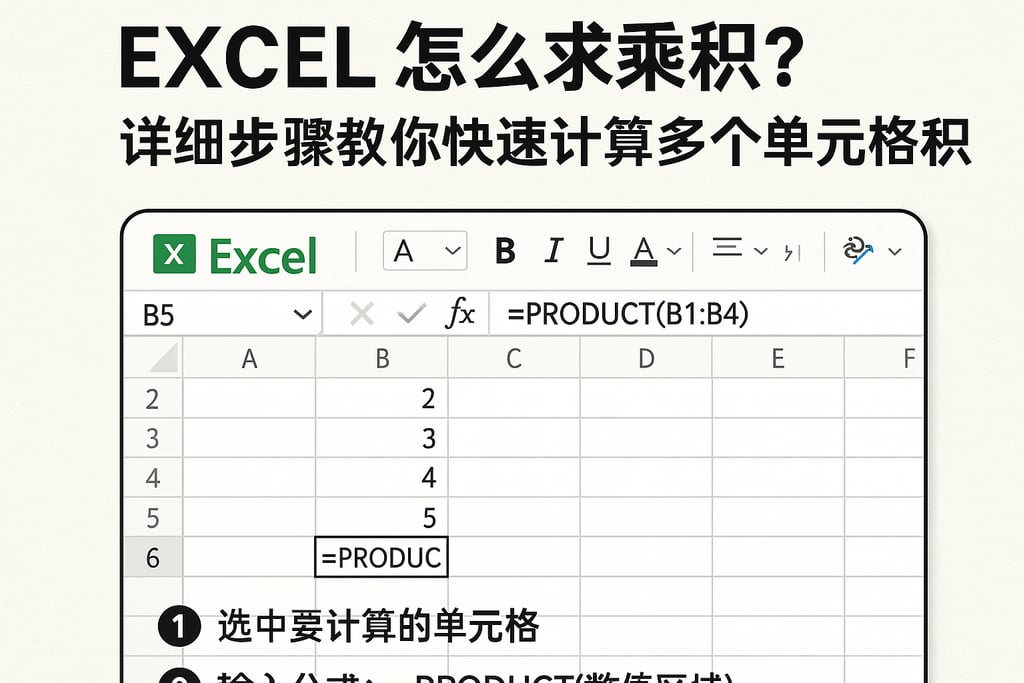 excel怎么求乘积？详细步骤教你快速计算多个单元格积