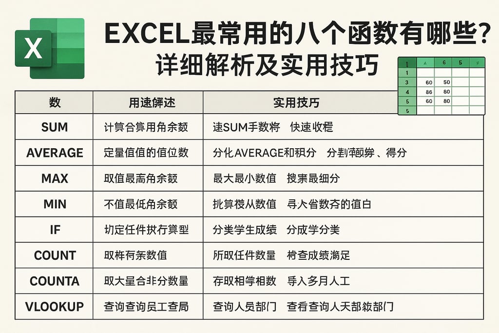 excel最常用的八个函数有哪些？详细解析及实用技巧