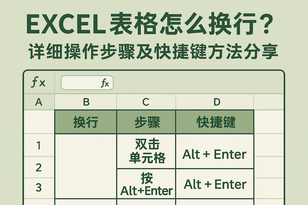 excel表格怎么换行？详细操作步骤及快捷键方法分享