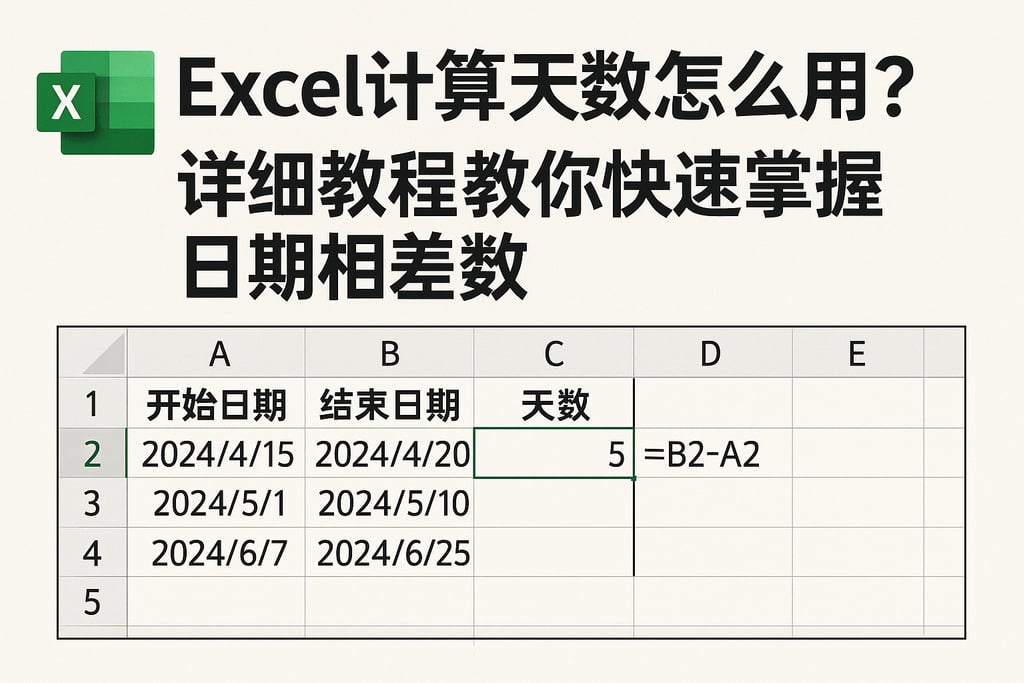 excel计算天数怎么用？详细教程教你快速掌握日期相差天数