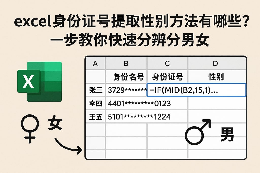 excel身份证号提取性别方法有哪些？一步教你快速分辨男女