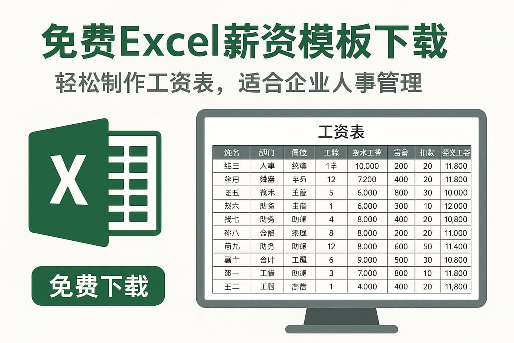免费excel薪资模板下载，轻松制作工资表，适合企业人事管理