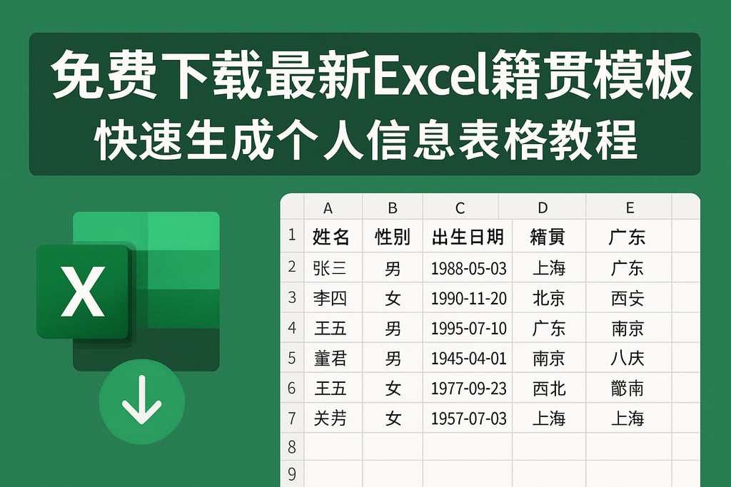 免费下载最新excel籍贯模板，快速生成个人信息表格教程