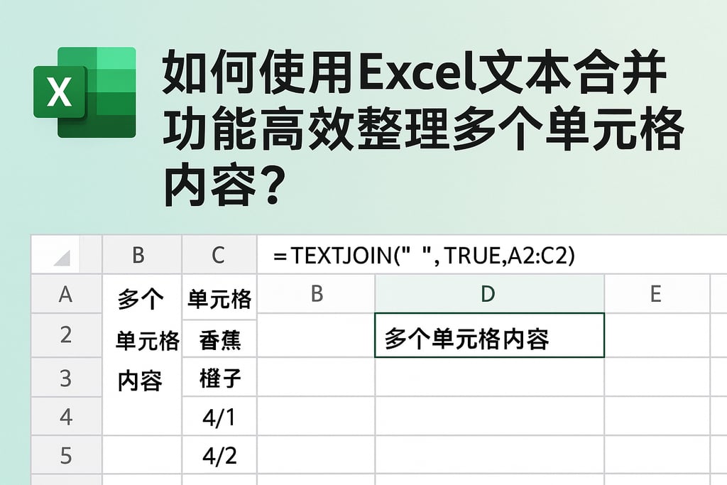 如何使用Excel文本合并功能高效整理多个单元格内容？