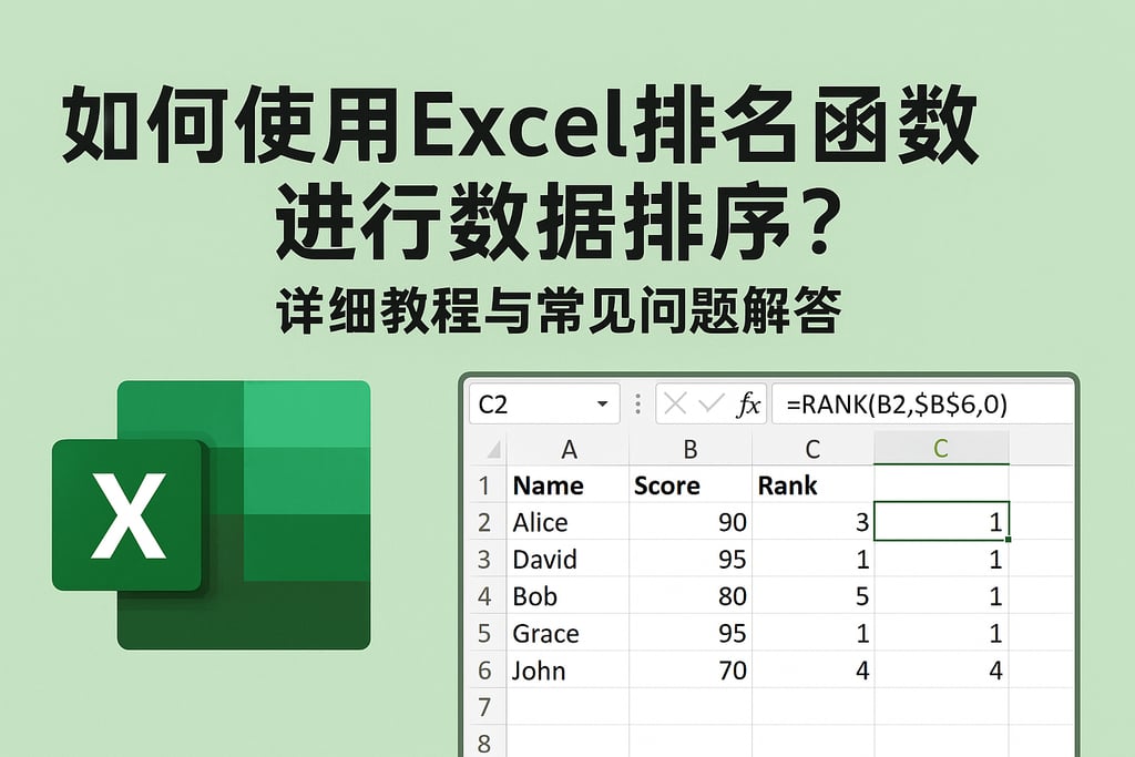 如何使用excel排名函数进行数据排序？详细教程与常见问题解答