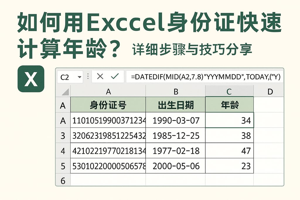 如何用Excel身份证快速计算年龄？详细步骤与技巧分享