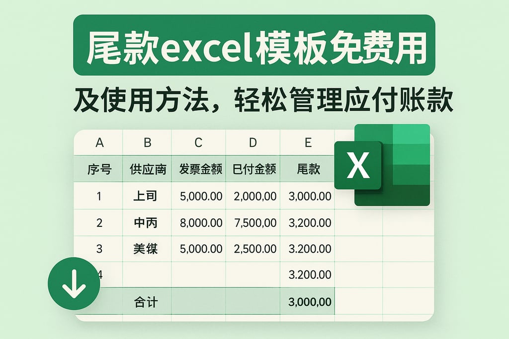 尾款excel模板免费下载及使用方法，轻松管理应付账款