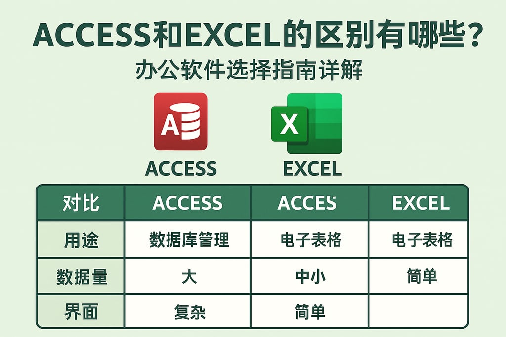 Access和Excel的区别有哪些？办公软件选择指南详解