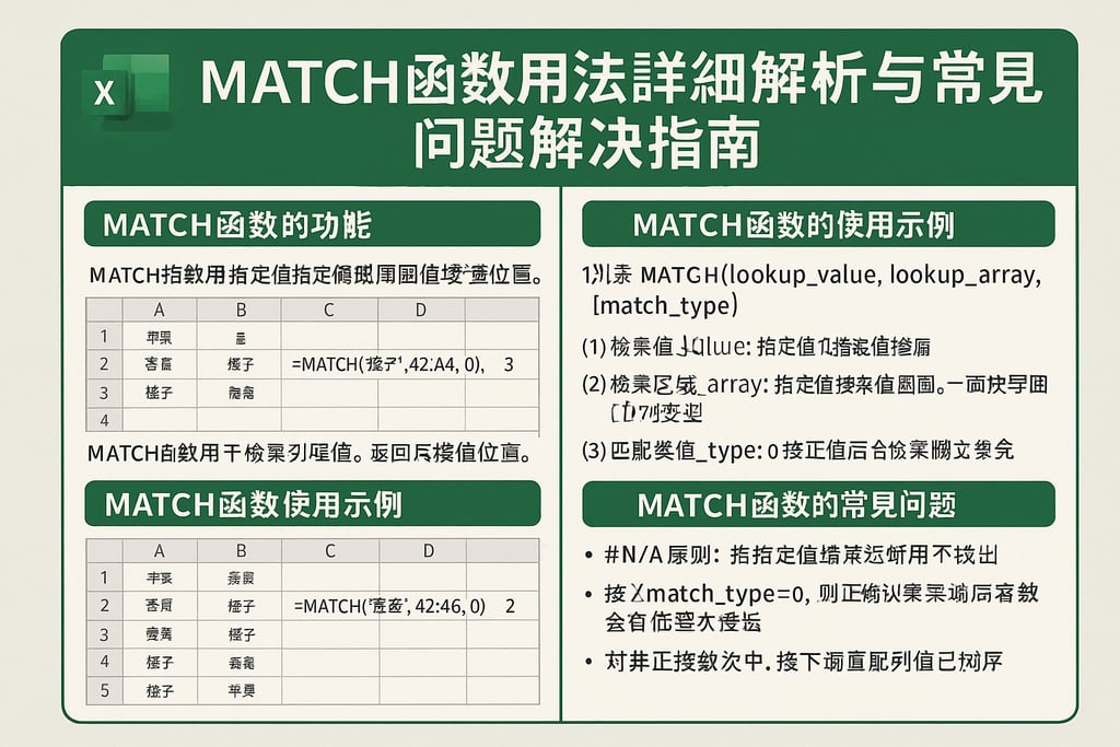 Excel match函数用法详细解析与常见问题解决指南 | 零代码企业数字化知识站