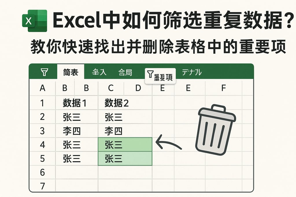 Excel中如何筛选重复数据？教你快速找出并删除表格中的重复项