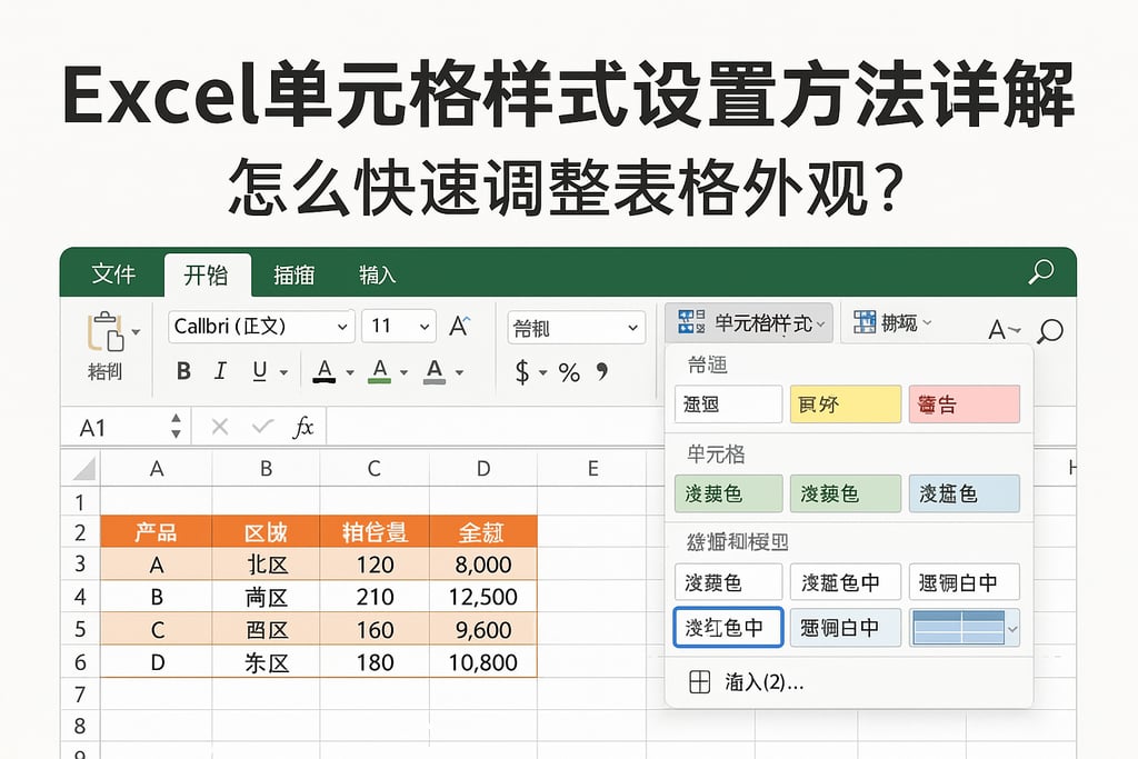 Excel单元格样式设置方法详解，怎么快速调整表格外观？