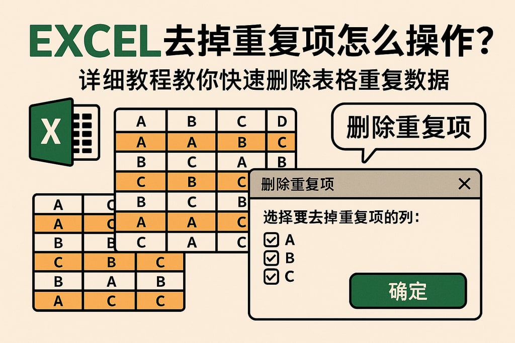 Excel去掉重复项怎么操作？详细教程教你快速删除表格重复数据