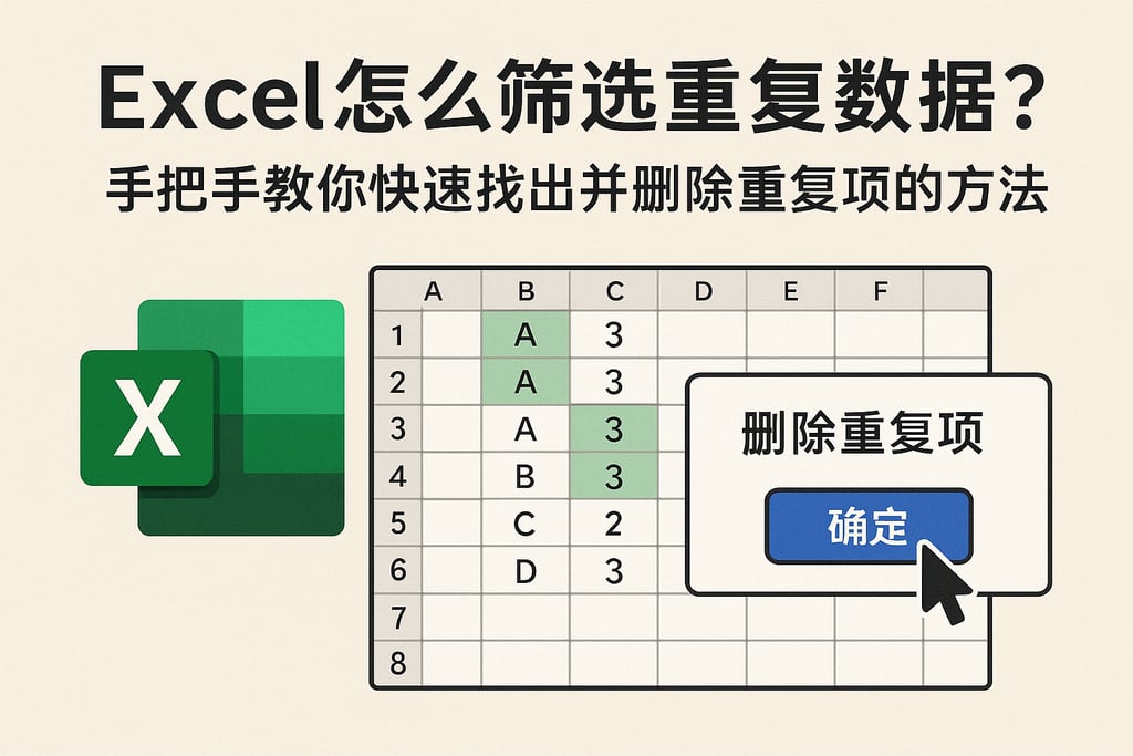 Excel怎么筛选重复数据？手把手教你快速找出并删除重复项的方法