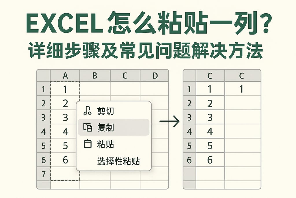 Excel怎么粘贴一列？详细步骤及常见问题解决方法